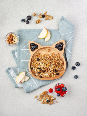 Детская тарелка из бука "Котик"